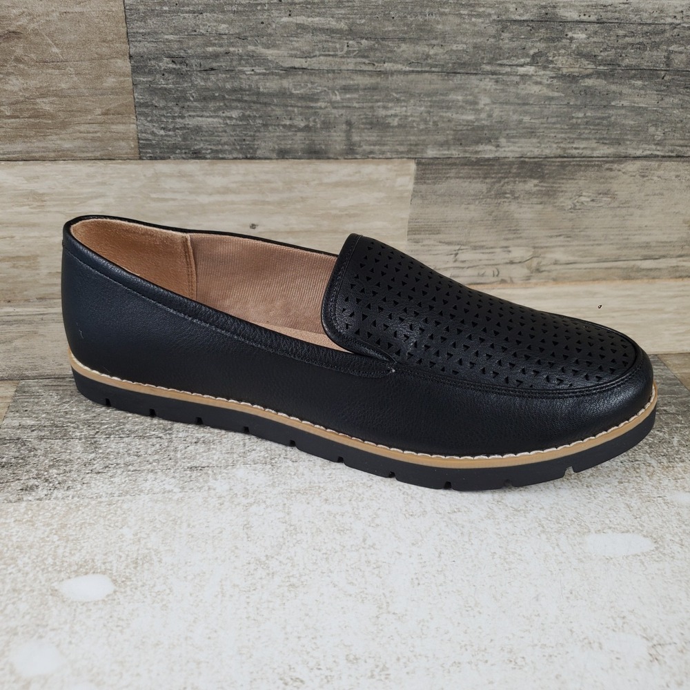 LifeStride Urban 2 Womens Loafers Shoes Sz 9 W Black Leather Comfort Slip On